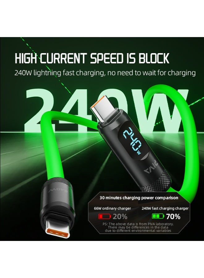 Piva Intelligent 240W PD Super Fast Charging Type-C to Type-C Data Cable with Intelligent Digital Display, 1.5m Liquid Silicone Cable, 480Mbps High-Speed Data Transfer for Gaming, RedMagic, iPhone 15 & 17 Series, iPad Pro, Tablets and Laptops - Image 3
